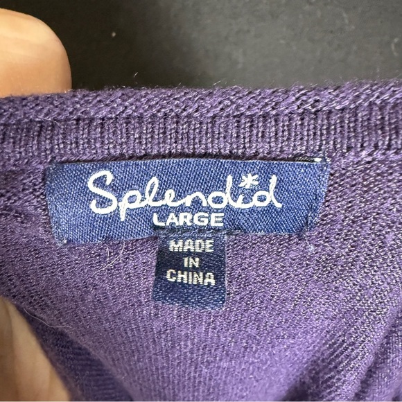 Splendid Cashmere Blend Purple Crew Neck Sweater, Size Large - Picture 6 of 8
